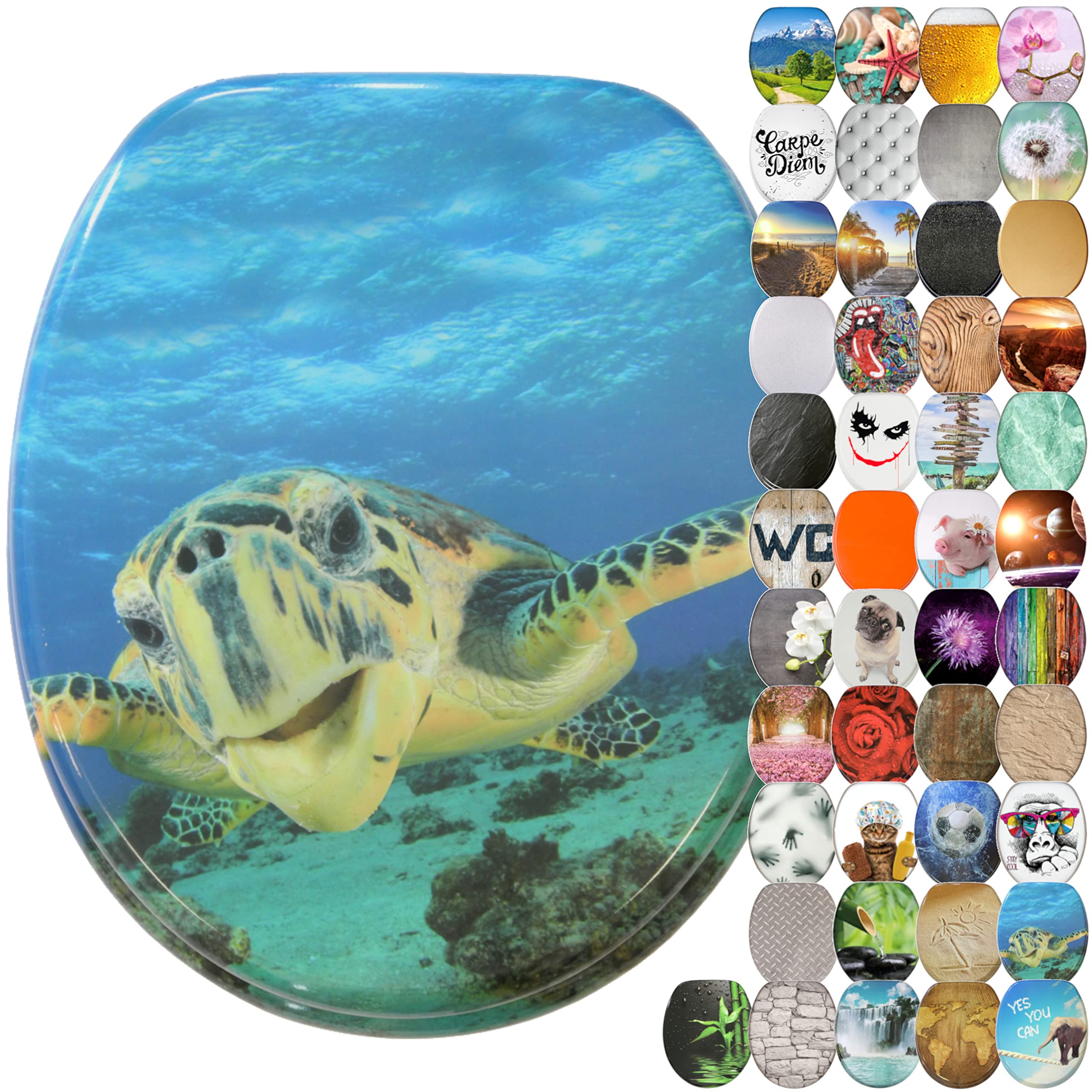 Sanilo Soft Close Toilet Seat, Wide Choice of New Toilet Seats, Stable Hinges, Easy to Mount (Turtle) — image 1