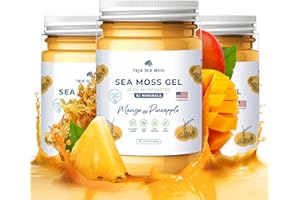 TrueSeaMoss Wildcrafted Irish Sea Moss Gel - Made with Dried Seaweed & Fresh Sea Vegetables, Seamoss - Made in USA (Mango/Pineapple, Pack of 3)