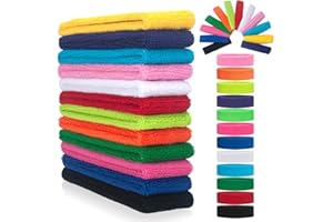 ONUPGO Sweatband Headbands for Men & Women -3PCS/12PCS Sports Headbands Moisture Wicking Athletic Cotton Terry Cloth Head Ban