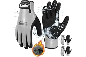 HANDLANDY 2 Pairs Waterproof Work Gloves for Cold Weather, Insulated Winter Freezer Work Gloves with Grip for Men & Women