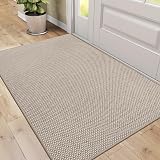 DEXI Indoor Door Mat 90 x 140 cm Non Slip Rubber Backing Beige
