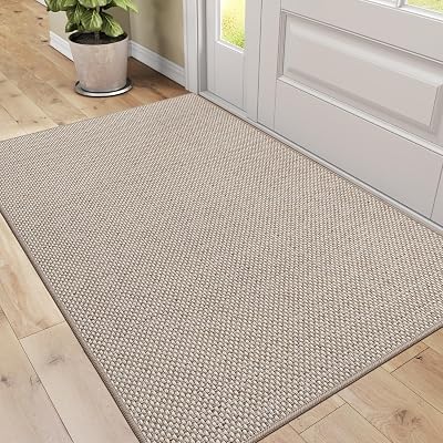 DEXI Indoor Door Mat 90 x 140 cm Non Slip Rubber Backing Beige