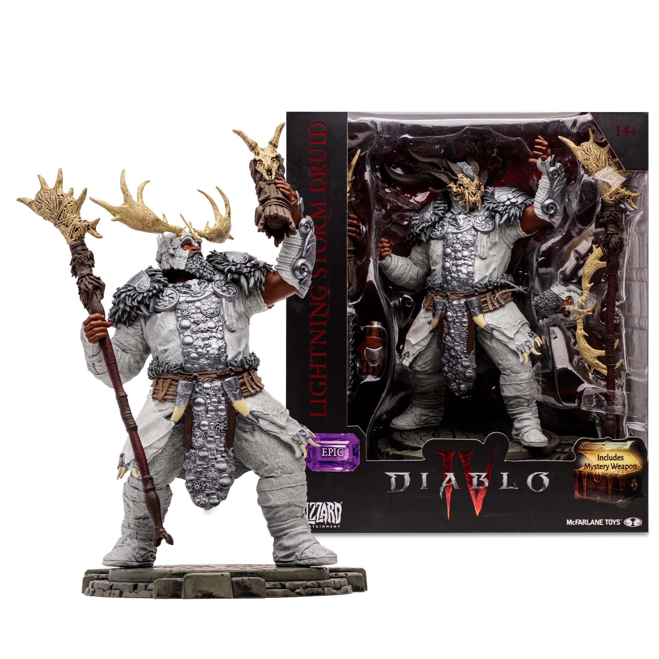 McFarlane Toys Diablo IV Lightning Storm Druid (Epic) 1:12 Scale Posed Figure with Interchangeable Head and Hand, 3 Weapons, Display Base, and Mystery Weapon - Channel the Fury of Nature's Wrath — image 1