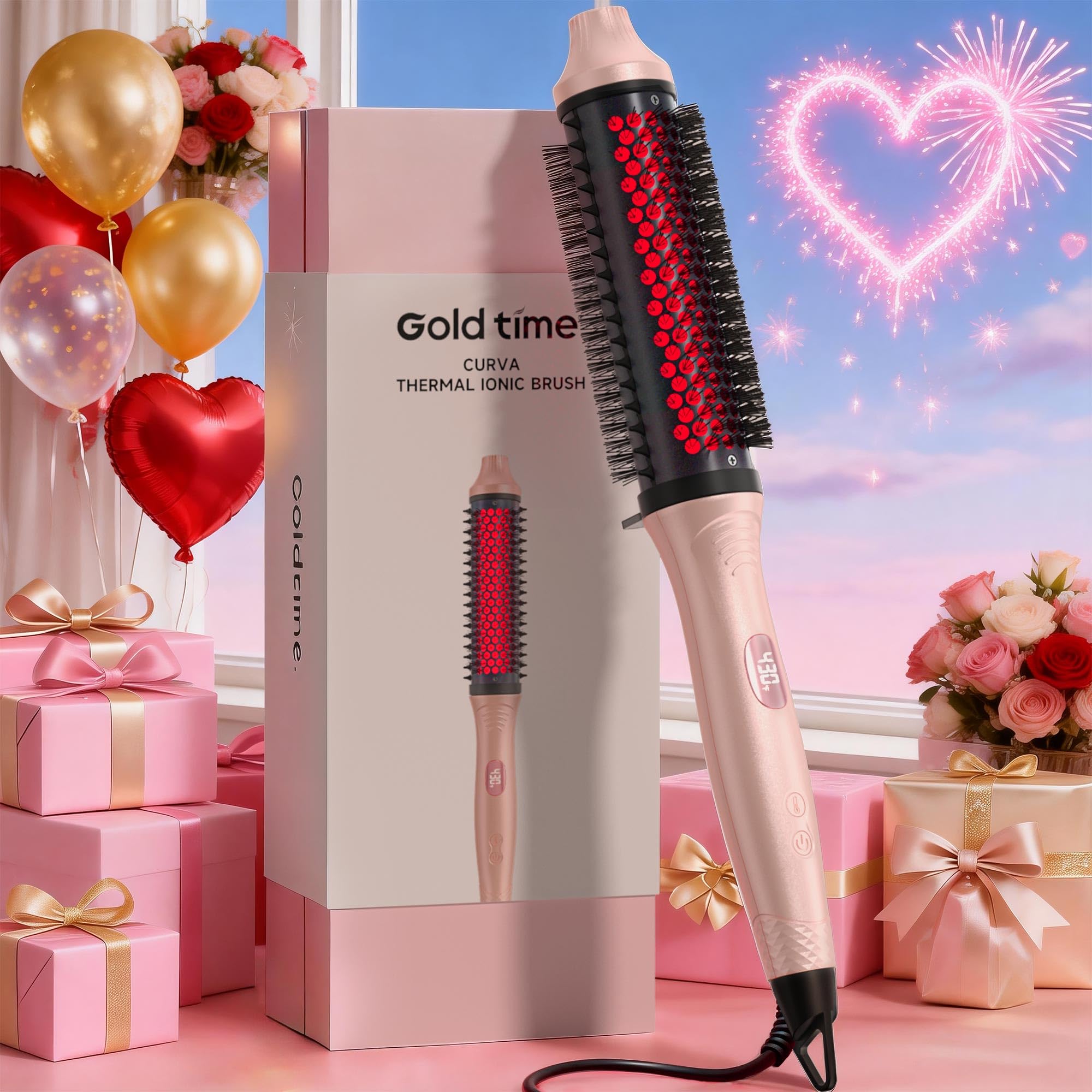 Photo 1 of Infrared Thermal Brush, 2026 Upgrated Negative Ion Thermal Round Brush for Women Girls Hair Care, Larger Barrel for Faster Blowout, 6-Temp, Dual Voltage, No Damage, LED Display, 1.7 Inch Salon Styler