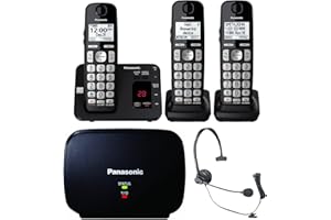 Panasonic DECT 6.0 Expandable Cordless Phone System with Answering Machine and Call Blocking - 3 Handsets - KX-TGE433B (Black)