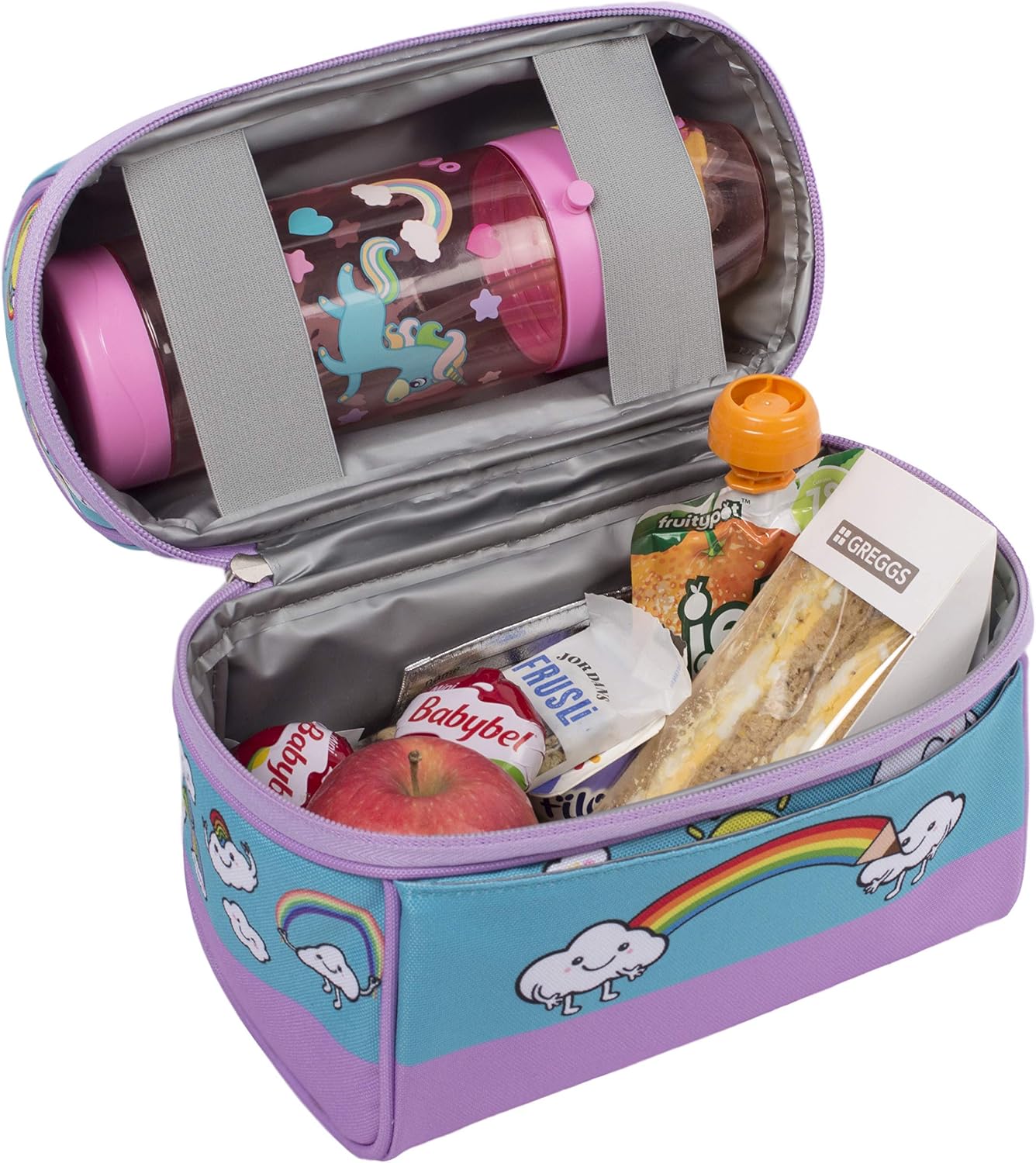 Fringoo Boys Girls Lunch Bag Thermal Insulated Retro Food Carrier School Lunch Box for Kids Nursery Lunchie Picnic (Rainbow World) - Image 5
