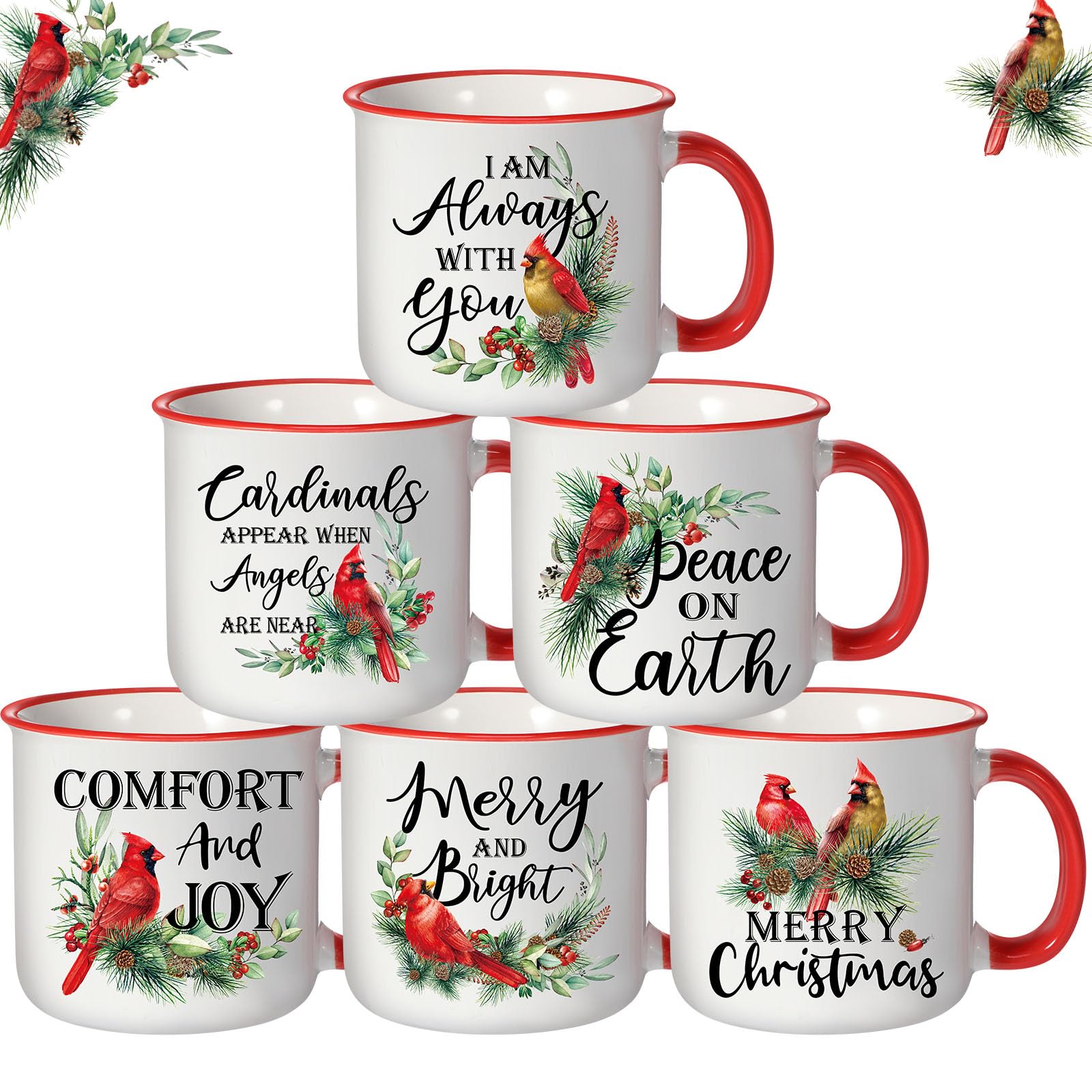 Photo 1 of ** SCRATCHED OFF DESIGNS**
Pickmesh 6 Sets of Red Cardinal Coffee Mug Christmas Ceramic Mugs with Handle 12 oz Red Cardinal Birds Coffee Mug Set Xmas Holiday Coffees Mugs for Home Office Table Decoration Holiday Party Gift