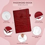 Clever Fox Password Book with Alphabetical Tabs - Medium, Wine Red view 2