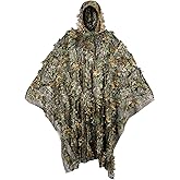 Outdoor Camouflage Ghillie Poncho 3D Leaves Hunting Cape Camouflage Cloak Stealth Ghillie Suit for Bird Watch Military CS Woodland