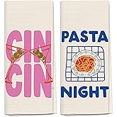 QGFM Italian Kitchen Towels, Italian Kitchen Decor, Bar Towels for Kitchen Bartender, Retro Dish Towels for Hand Towels for Kitchen, Aesthetic Kitchen Decor, 16x24 Inch