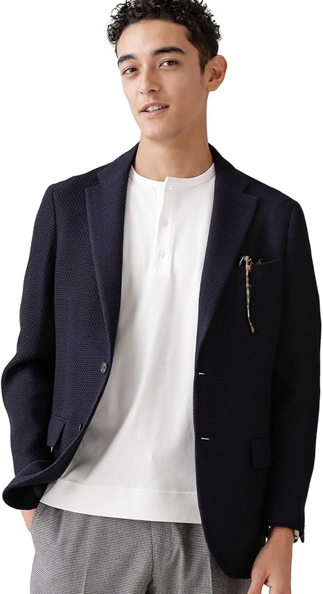 Amazon ナノユニバース ｃｏｔｔｏｎ ｗｏｏｌ ｗａｆｆｌｅ ジャケット ｒｇ メンズ 46 ネイビー Nano Universe コート ジャケット 通販