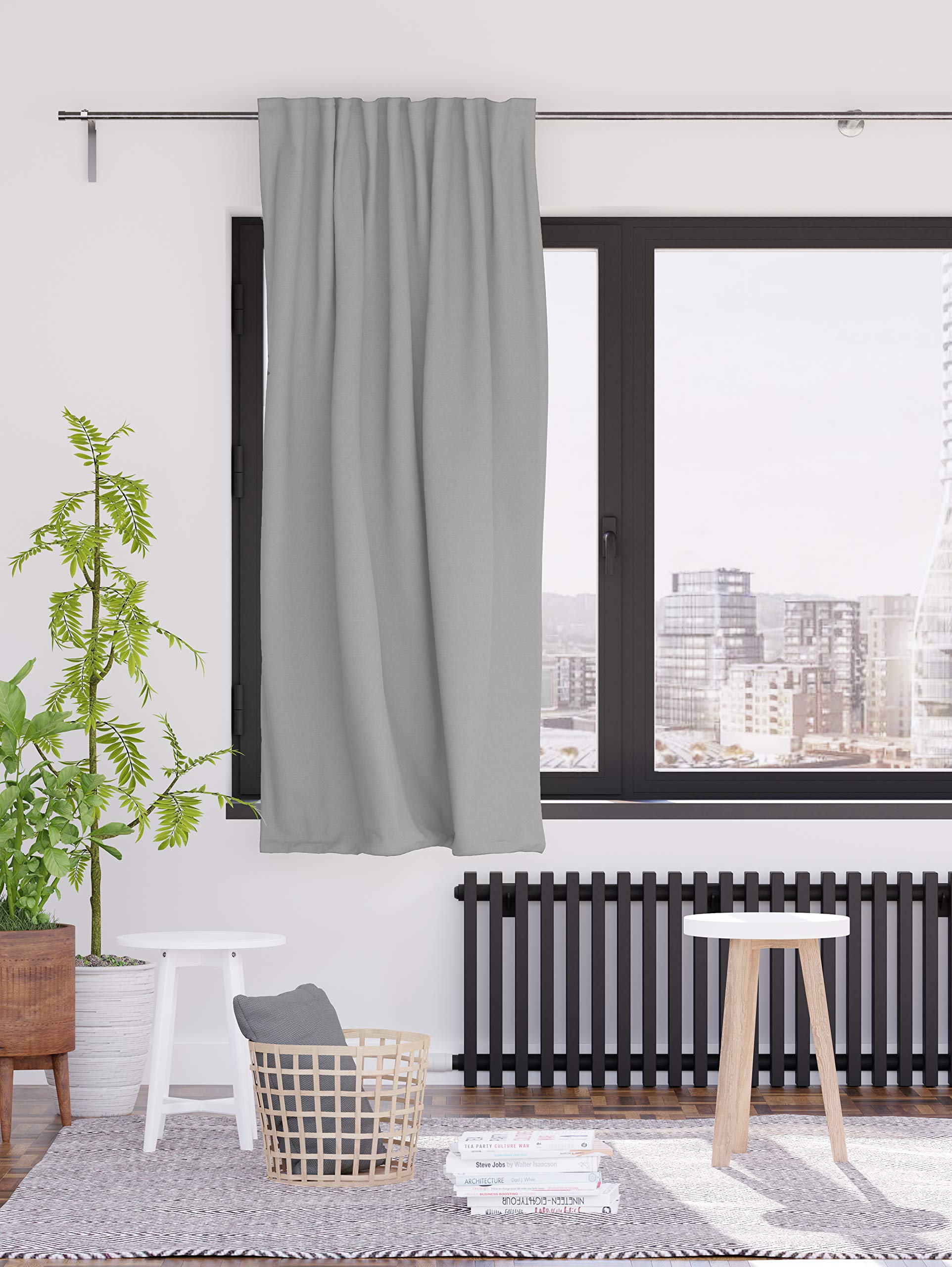 Homing 5492-07 Opaque Blackout Curtain Plain Curtain for Living Room Bedroom Children's Room Decorative Fabric Beige 1 Piece H x W 175 cm x 140 cm