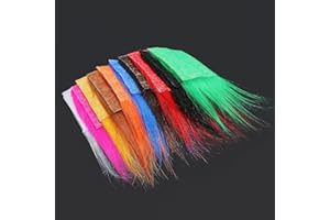 Tigofly 10 pcs 8X8cm 10 Colors Furabou Long Hair Craft Fur Synthetic Fiber Streamer Tail Wing Fly Fishing Tying Materials