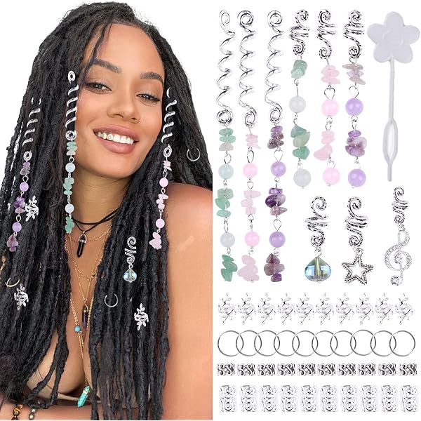 YUXIANLB Holz-Haarperlen Set – 60 Stück, Bunt Bemalt, Für Zöpfe, Dreadlocks & Schmuck DIY