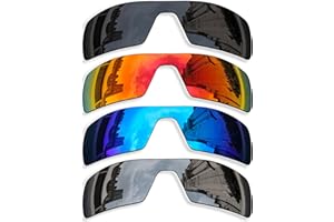 Betterun 4 Pairs Anti-scratch Polarized Replacement Lenses for Oakley Oil Rig Sunglasses, Retro Black+silver+blue+fire