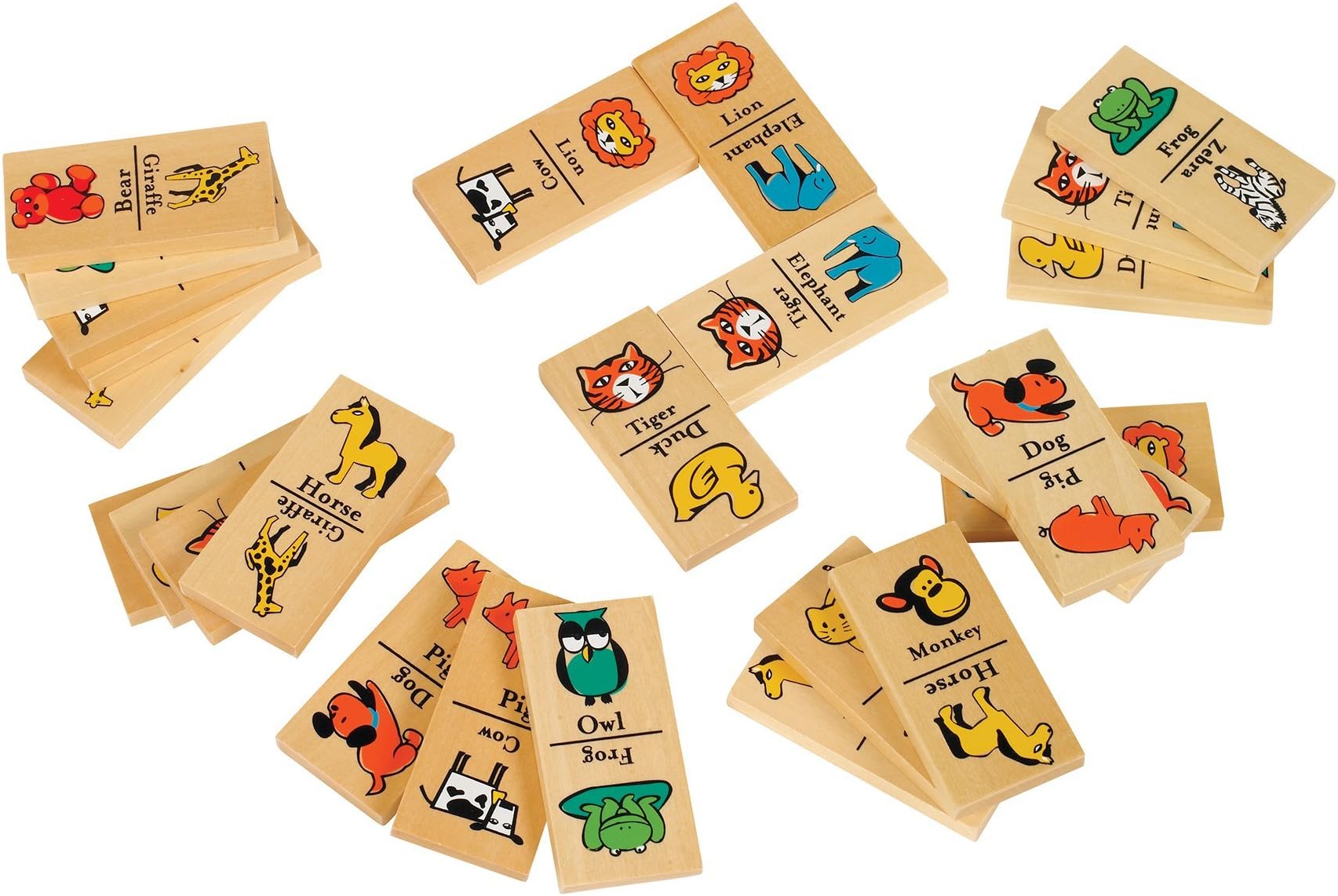 Ryans Room Small World Toys Wooden Toy - Zoo Domino 30 Pc. Set