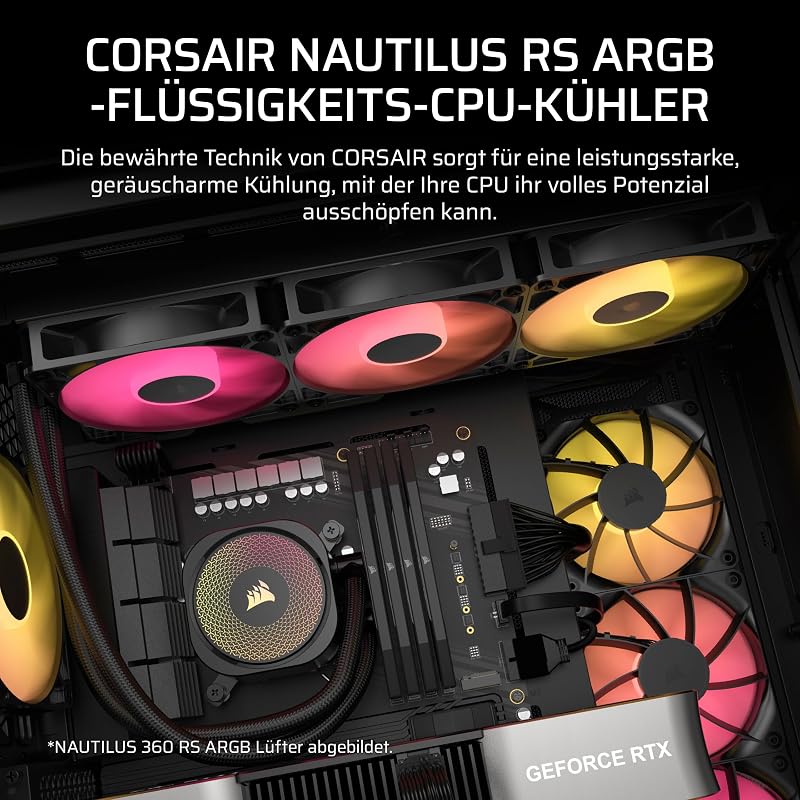 NAUTILUS 240 RS ARGB CPU-Flüssigkeitskühler – 240mm AIO – Geräuscharm – Direkter Mainboard-Anschluss – Intel LGA 1851/1700, AMD AM5/AM4 – 2x RS120 ARGB-Ventilatoren Inbegriffen – Schwarz