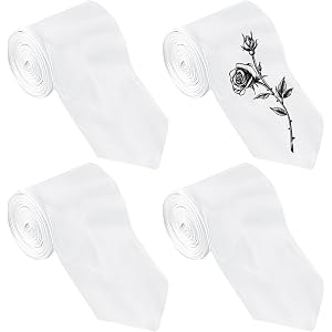 Zelphvt 4 Pcs Sublimation Blank Tie for Men, White Polyester Neckties | Solid White Blank Necktie Heat Transfer Neckwear, DIY