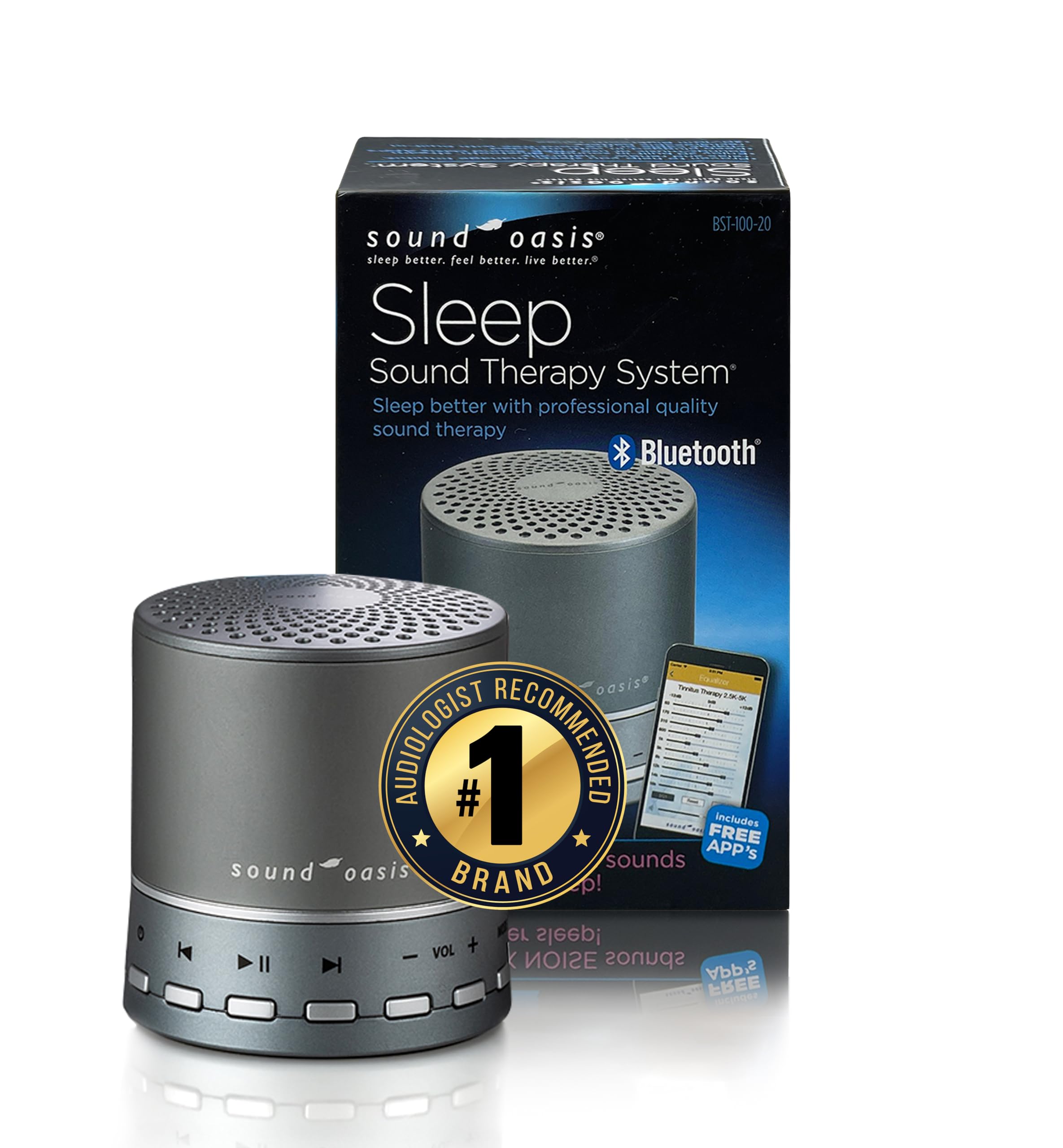 Sound Oasis Bluetooth Sleep Sound Therapy System BST-100 Revolutionary Sound Machine and Bluetooth Speaker in one ** New Model **