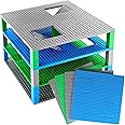 Strictly Briks Compatible with Lego Classic Trap & Gap Stackable Baseplates, 100% Compatible with All Major Brands, Blue, Green & Gray, 4 Pack, 2 Base, 2 Trap Door & Gap, 15 Stackers, 10x10 Inches
