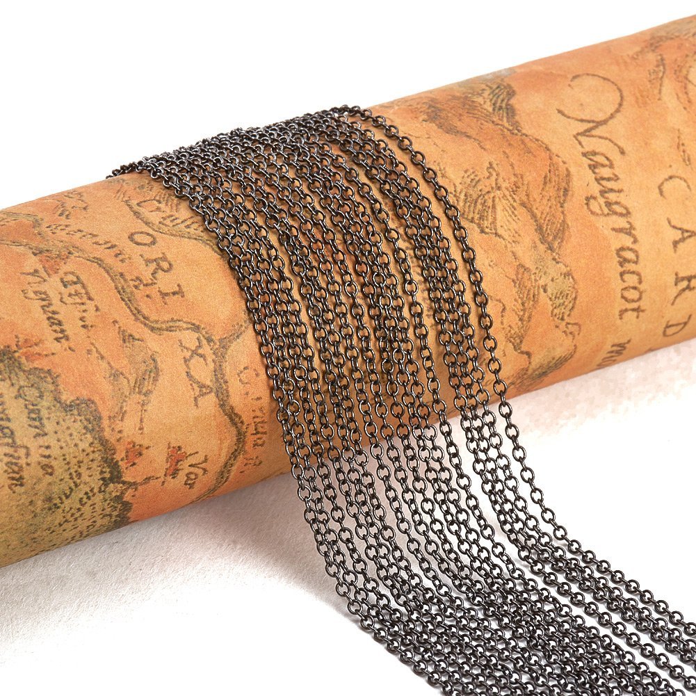 PandaHall Elite 5 Meter Color-Keeping Brass Cross Chains Size 2x1.5x0.5mm Gunmetal 16 Feet Jewelry Making Chain