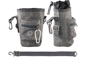 Havenfly Dog Treat Pouch for Pet Training and Dog Training Pouch with Built-in Poop Bag - Dog Treat Bag for Walking, Traveling - 1.5L Storage for Pet Toys, Kibble, Treats - Grey