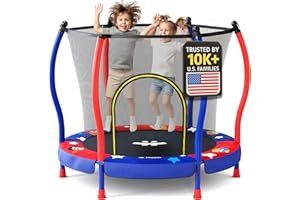 Happin® 55’’ Trampoline for Kids with Safety Enclosure, Indoor & Outdoor Toddler Trampoline, Ultra Safe Design with Multi Activity Accessories, Perfect Toddler Gift for Boys & Girls Ages 1–8