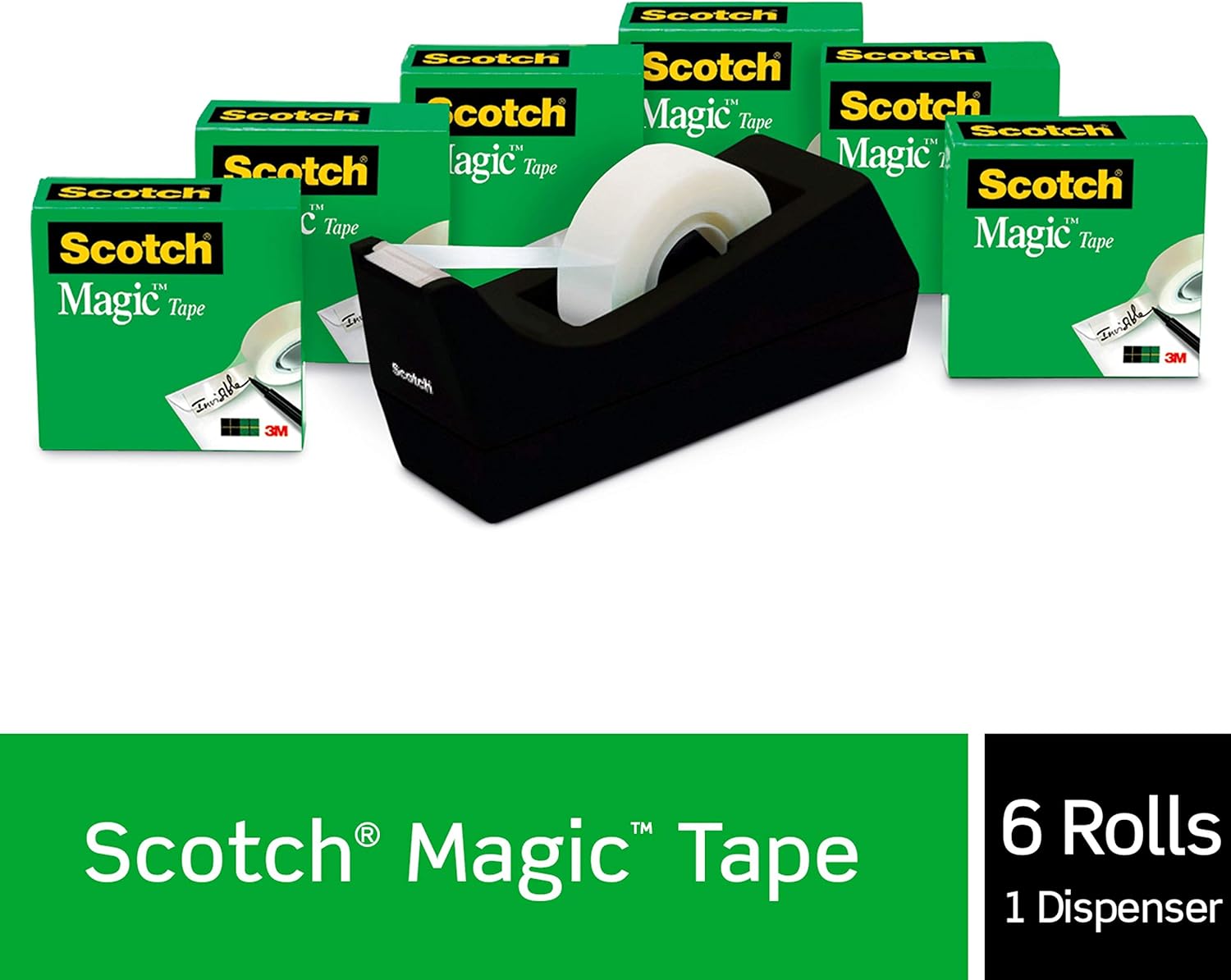 Scotch Magic Tape, 6 Rolls with Dispenser, Numerous Applications, Invisible, Engineered for Repairing, 3/4 x 1000 Inches, Boxed (810K6C38) : Clear Tapes : Office Products