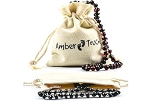 AMBER TOUCH Baltic Amber Necklace (13 Inches) - Certified Authentic Baltic Amber (Black)