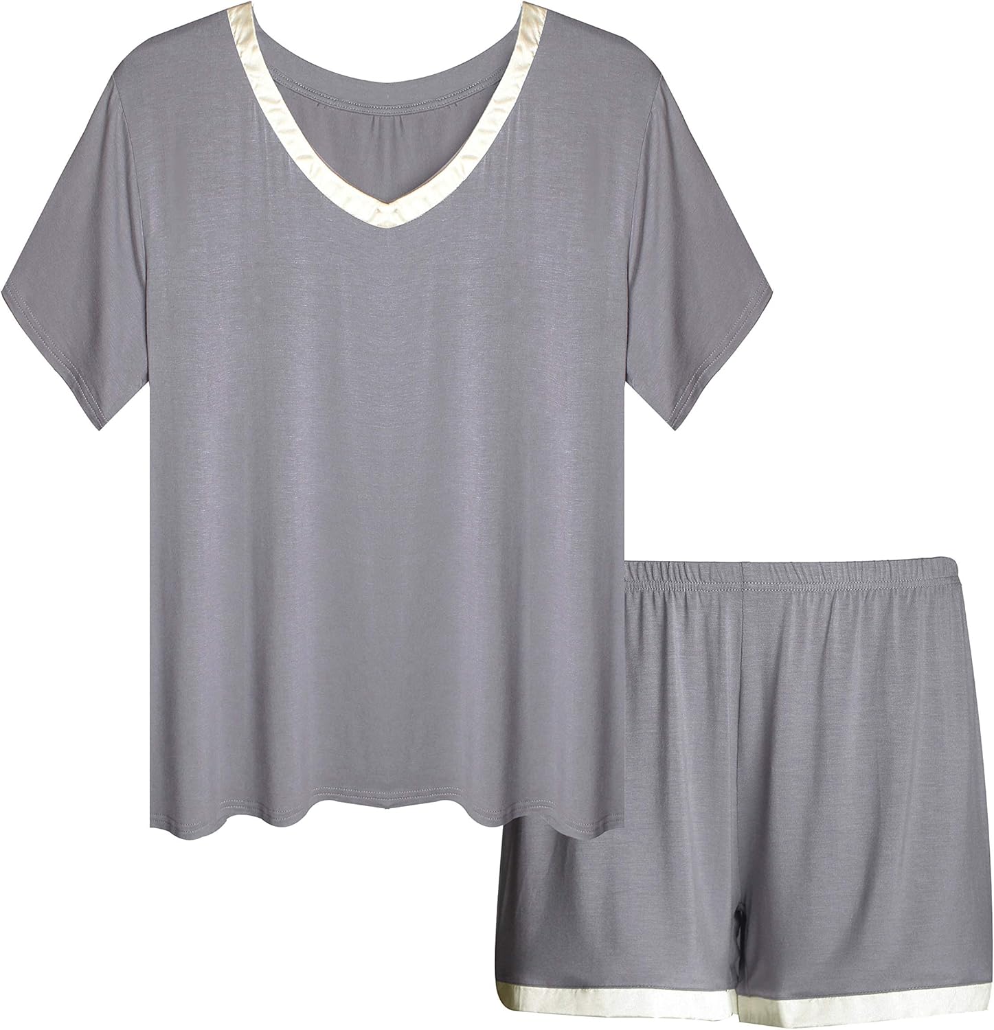 Invug Women Nightwear Short Sleeve Shirt and Shorts Pajama Set V Neck Sleepwear at  Women’s Clothing store