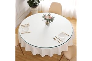 CRIPNAS 54" Inch Round Glass Table Top,Transparent Tempered Glass Tabletop,1/4" Thick Pencil Polished Edge Multipurpose for Patio Lazy Susan Replacement Tabletop