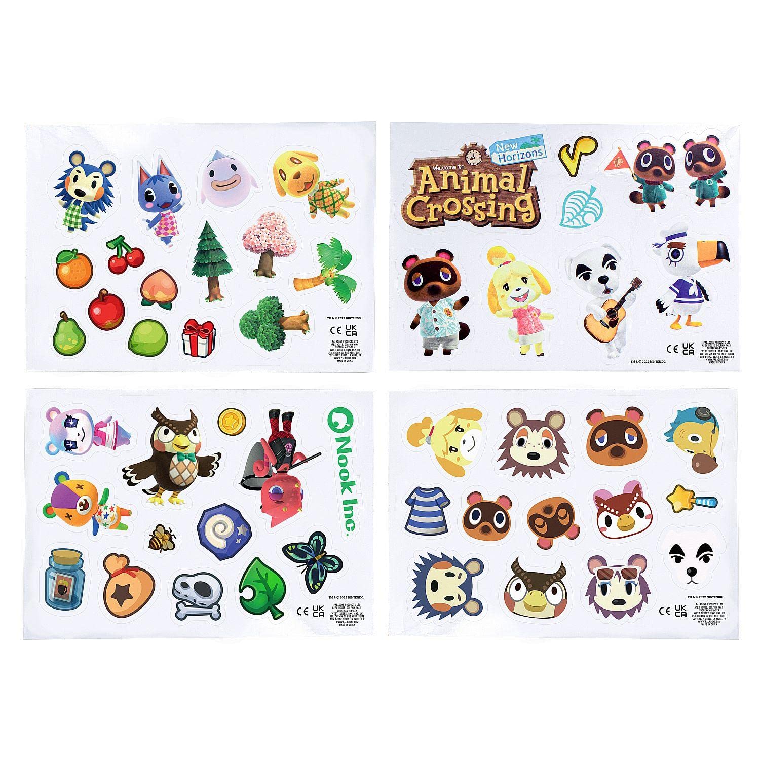 Paladone Animal Crossing Gadget Decals, 4 Sheets, Waterproof and Repositionable Vinyl Sticker Clings, Multicolor