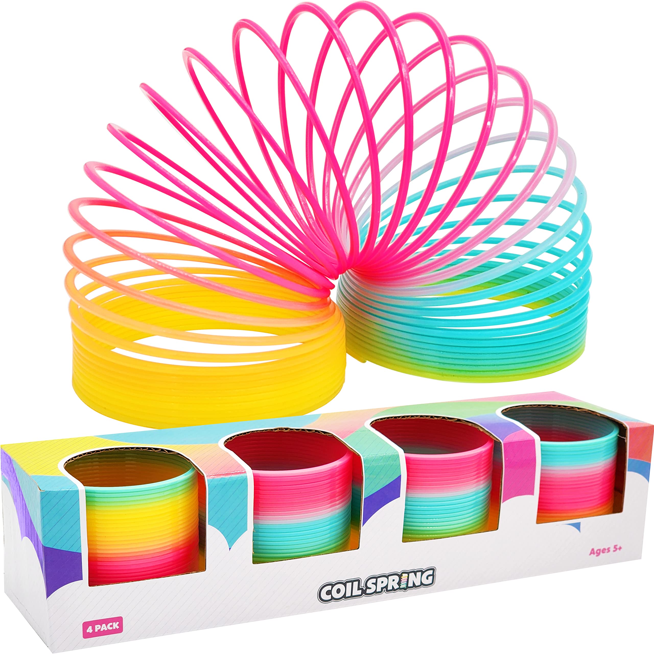 Photo 1 of The Dreidel Company Plastic Multicolor Coil Spring, Goody Bag Fillers, Party Favor for Kids, 3" Inches (80mm) (4-Pack)