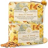 Wavertree & London Honey Almond Scented Natural Soap (2 Bars), 7oz Moisturizing French Triple Milled Soap Bars enriched with shea butter - Pure Plant Based Bath & Body Bars for All Skin Types