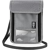 Playexen Neck Wallet with RFID Blocking, Waterproof Travel Passport Holder with Adjustable Strap, Passport Wallets Pouch Travel Essentials for Women Men (Gray)