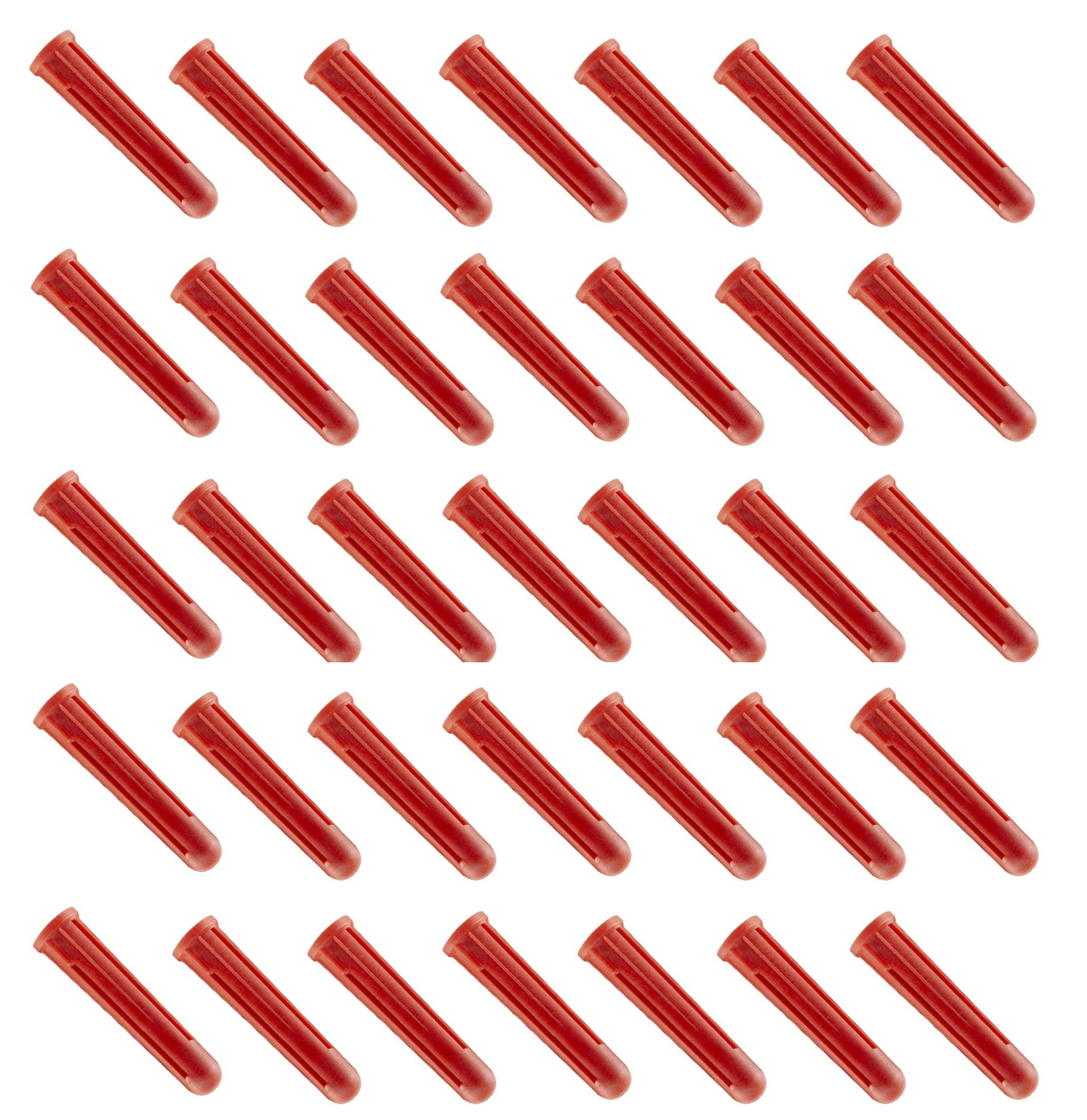 TERF® Premium Quality Red Wall Plugs - 6mm x 30mm Heavy Duty Rawl Plug Fixings - 6.0mm Fixing Hole Diameter - Ideal for Stone, Brick or Concrete - Pack of 100