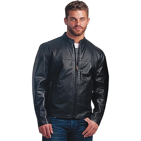 ジャケット・アウター Ameri2WAYCOMPACT LEATHER JACKET Men's Genuine Leather Jacket – 100% Real Leather, Zipper Pockets