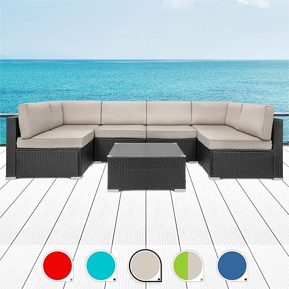 Amazon.com : Walsunny 7pcs Patio Outdoor Furniture Sets, Low Back All