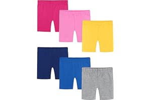 Poroka 6 Pack Baby and Toddler Girls Bike Shorts Soft Girls Summer Dancewear Shorts Solid Tumbling Safety Short for Kids