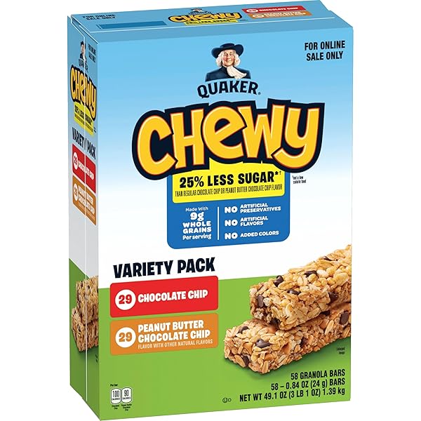 QUAKER CHEWY GRANOLA BARS, 25% LESS SUGAR, 2...
