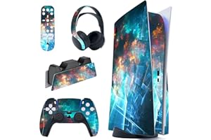 PlayVital Galaxy Rift Full Set Skin Decal for ps5 Console Disc Edition, Sticker Vinyl Decal Cover for ps5 Controller & Chargi