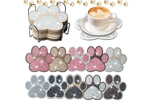 YLOLUL 10 Pcs Dog Paw Shaped Diamond Painting Coasters Kits Cat Pet DIY with Holder for Beginners Adults and Kids Art Craft Supplies Gift…