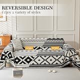 SHANNA Geometric Chenille Sofa Cover 2 3 4 Seater Tassel AB Sided view 2