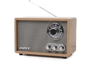 LoopTone AM FM Radio for Home,Bluetooth in/Out Retro Wood Radios with AUX in,Headphone Jack, Vintage Table Radio with Treble 