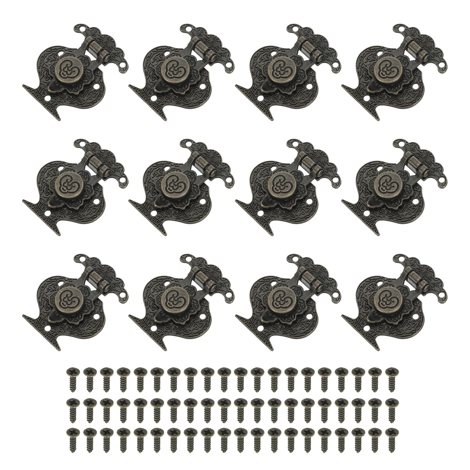 PATIKIL Toggle Catch Lock 1.9" x 1.5" 12 Pack Zinc Alloy Vintage vase Hasp Latch Retro Style Clasp Latch for Wooden Jewellery Box Decoration Suitcase, Bronze