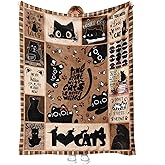 Black Cat Throw Blanket Gift for Cat Lovers Women and Girls - Cute Cozy Decorative Couch Sofa Bed Throw, Birthday Christmas Mother's Day Valentine's Day Present, 50'' x 60''