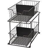 Two-Tier Brown Wire Basket Drawer Organizer