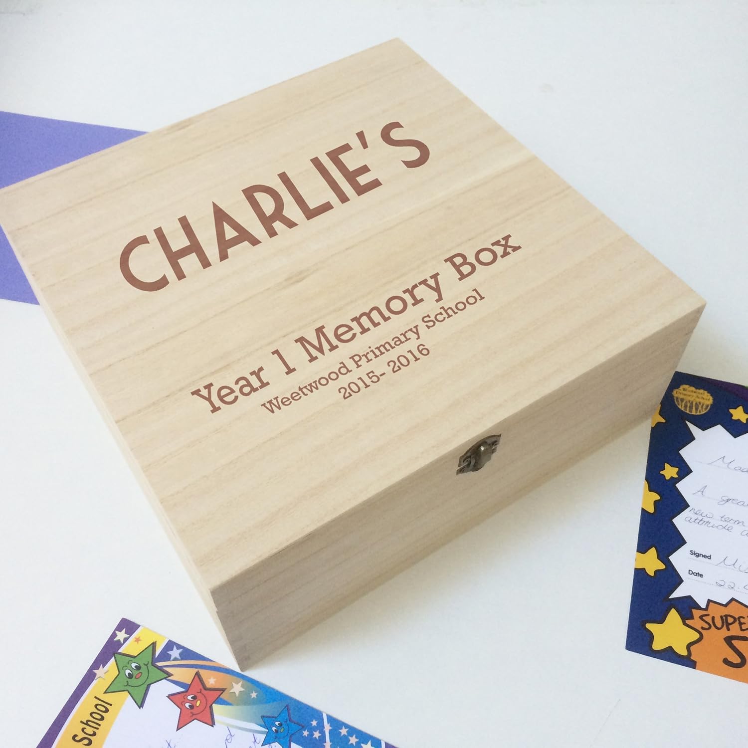 Personalised School Memory Keepsake Box, Child's School Keepsake Box