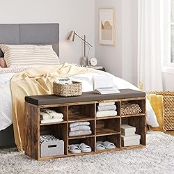 DINZI LVJ Shoe Storage Bench with Cushion, Cubby