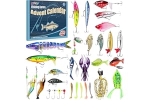 MGPARTY Fishing Advent Calendar 2025 for Adults Teens Men Boys – 24 Days Christmas Countdown Fishing Lures Tackle Kit Bass Trout Fishing Advent Calendar for Dad Husband Boyfriend Him Christmas Gift